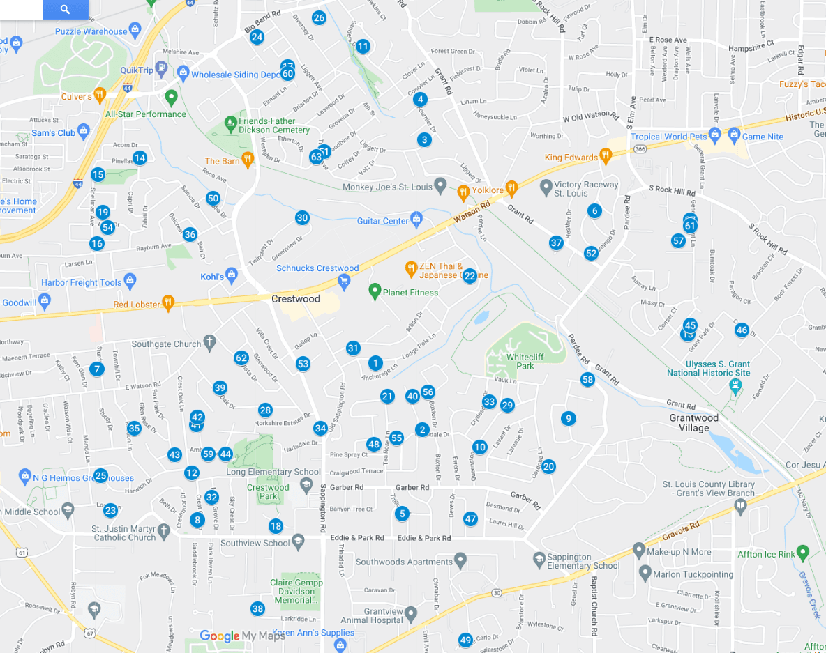 Crestwood City Wide Yard Sale Map