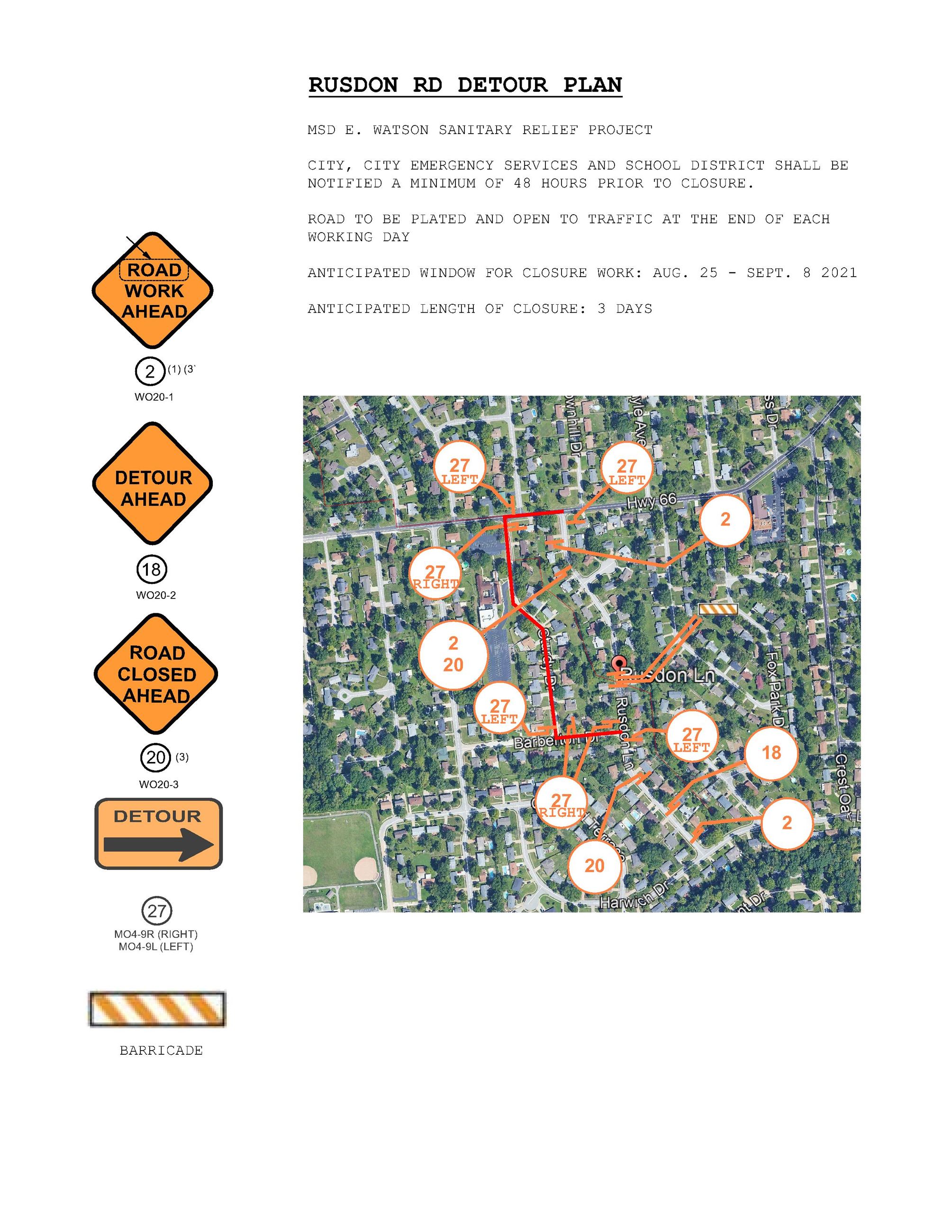 RUSDON RD CLOSURE TRAFFIC PLAN