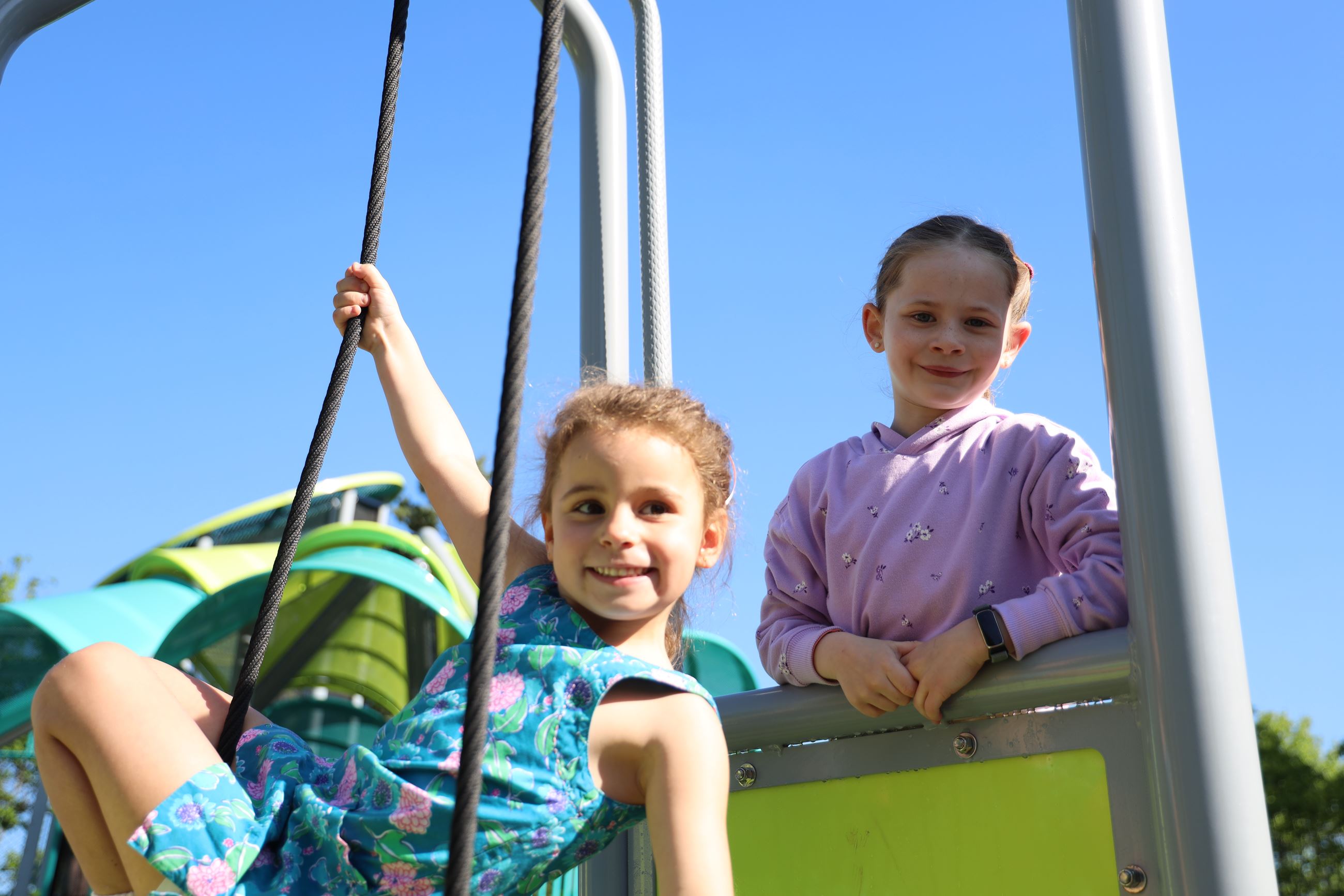 Two kids playing at Crestwood Park
